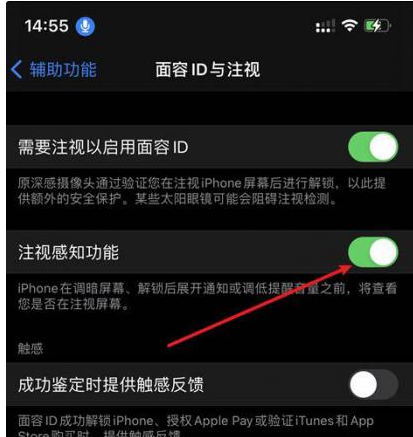 翼城苹果14维修网点分享iPhone14注视感知功能有什么用 